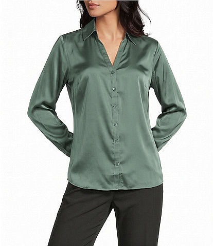 I.N. San Francisco Collared Button Front Long Sleeve Shirt