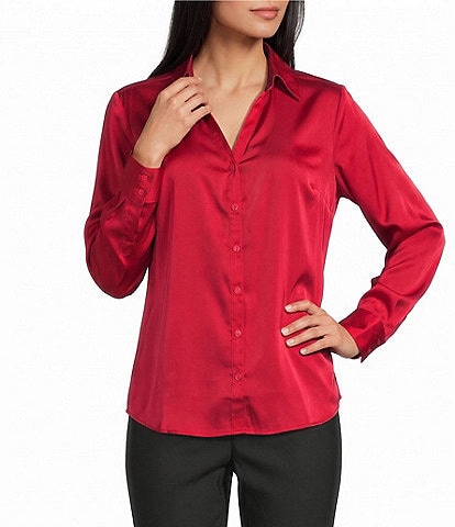 I.N. San Francisco Collared Button Front Long Sleeve Shirt