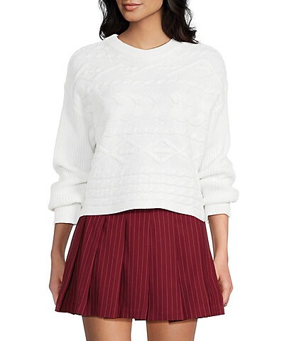 I.N. San Francisco Crew Neck Long Sleeve Cropped Sweater