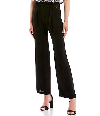 Angie Printed Tie Front Wide Leg Palazzo Pants