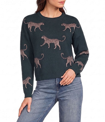 I.N. San Francisco Long Sleeve Cheetah Pullover Sweater