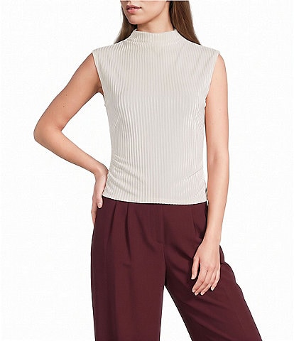 I.N. San Francisco Mock Neck Sleeveless Shirred Side Top