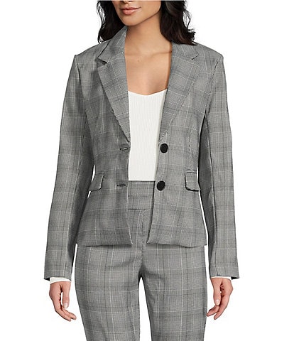 I.N. San Francisco Plaid Slim Fit Structured Notch Lapel Patch Pocket 2-Button Blazer