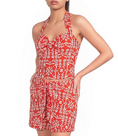 I.N. San Francisco Printed Halter Tie Neck Top