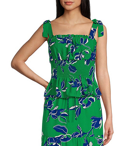 I.N. San Francisco Sleeveless Floral-Printed Smocked Coordinating Camisole