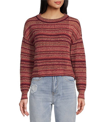 I.N. San Francisco Stripe Print Cropped Sweater