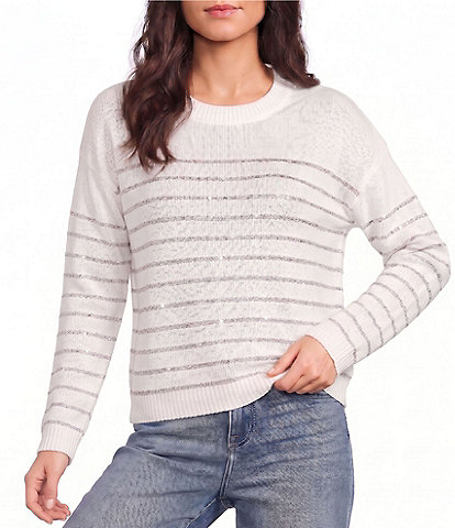 I.N. San Francisco Striped Long Sleeve Cropped Sweater