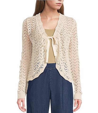 I.N. San Francisco Tie Front Long Sleeve Sweater