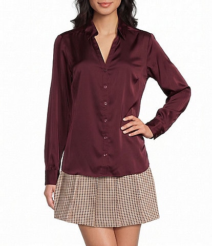 I.N.. San Francisco Collard Button Front Long Sleeve Shirt