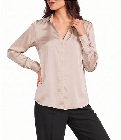 I.N.. San Francisco Collard Button Front Long Sleeve Shirt