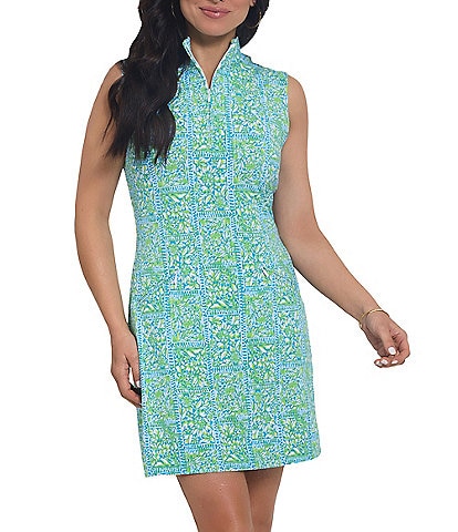 IBKUL Josie Printed Sleeveless Mock Neck Dress