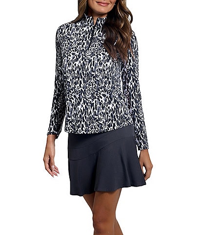 IBKUL Karen Long Sleeve Quarter Zip Mock Neck Top