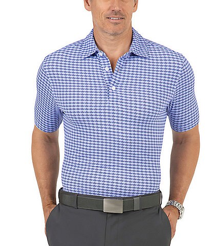 IBKUL Modern Fit Short Sleeve Curled Waves Print Polo Shirt