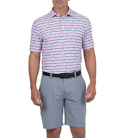 IBKUL Short Sleeve Landon Strip Polo Shirt