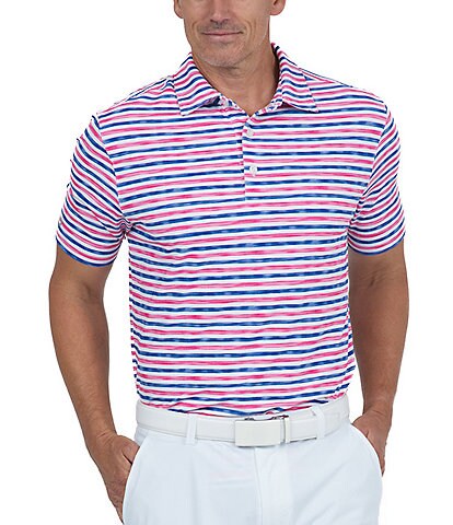 IBKUL Short Sleeve Landon Stripe Polo Shirt