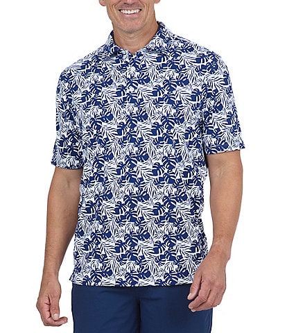 IBKUL Tropical Print Short Sleeve Polo Shirt