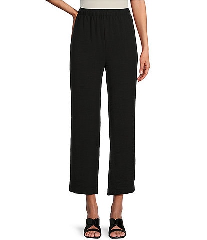 IC Collection Crinkle Woven Elastic Waist Wide Leg Pull-On Pants