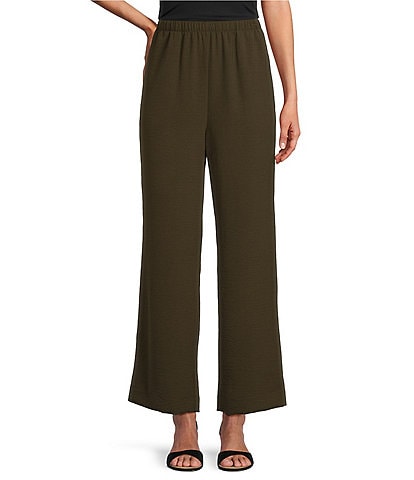 IC Collection Crinkle Woven Elastic Waist Wide Leg Pull-On Pants