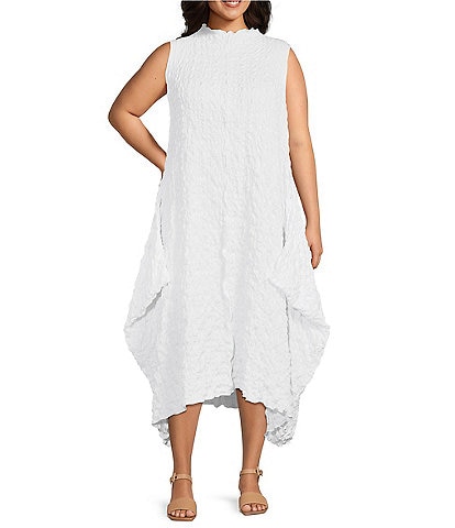 IC Collection Plus Size High Mock Neck Sleeveless Waistless Dress
