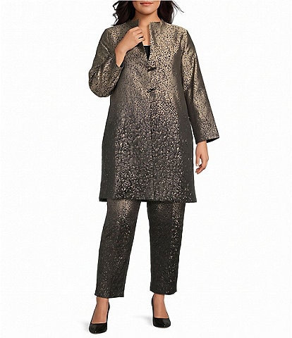 IC Collection Plus Size Metallic-Blend Ombre Dotted Ankle Slim Pants