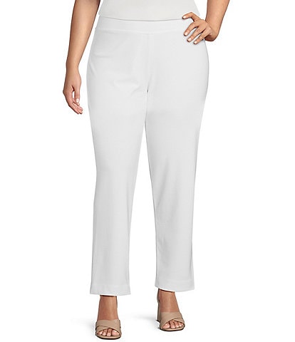 IC Collection Plus Size Ponte Knit Straight Slim-Leg Pull-On Pants