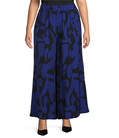 IC Collection Plus Size Woven Geo Print Elastic Waist Pocketed Pull-On Coordinating Pants