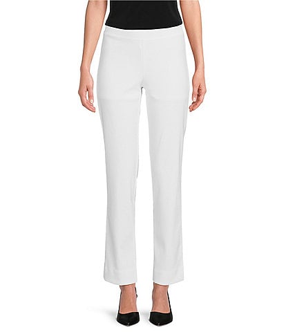 IC Collection Ponte Knit Straight Slim-Leg Pull-On Pants