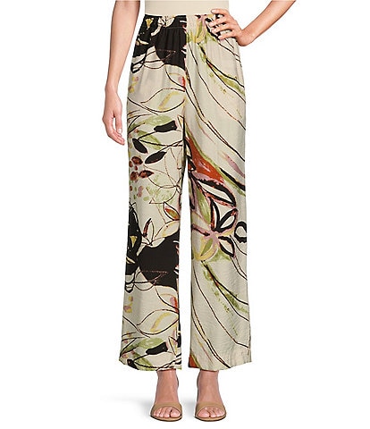 IC Collection Printed Woven High Waist Wide Leg Coordinating Pull-On Pants