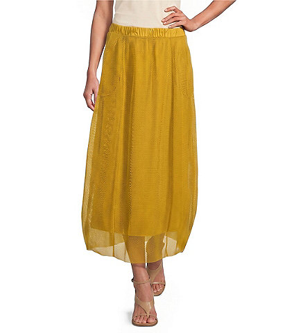 IC Collection Sheer Mesh Cocoon Pull-On Midi Bubble Skirt