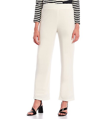 IC Collection Solid Stretch Jersey Knit High Rise Straight Leg Pull-On Pants