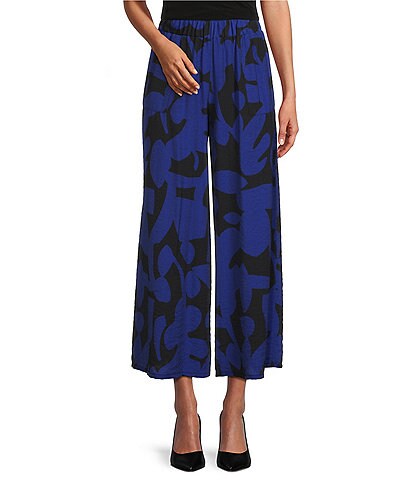 IC Collection Woven Geo Print Elastic Waist Pocketed Pull-On Pants