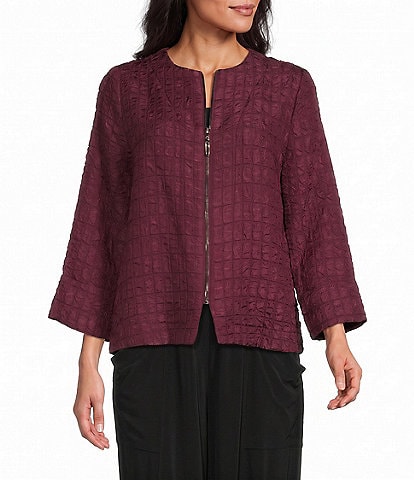 IC Collection Woven Round Neck Bracelet Sleeve Short Jacket