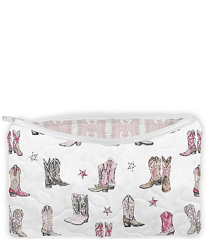 Ida Mae Home Thunderbird Boots Pink Quilted Small Makeup Bag