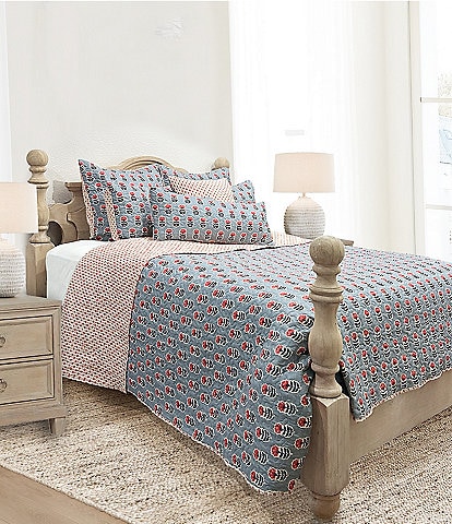 Ida Mae Home x Erin & Ben Co. Sadie Floral Icon Blue Quilted Reversible Quilt
