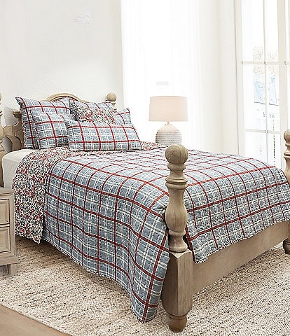 Ida Mae Home x Erin & Ben Co. Willow Plaid Blue Reversible Quilt