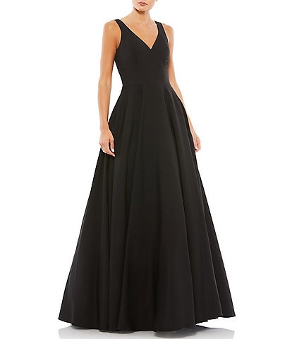 Ieena for Mac Duggal V-Neck Lined Pocketed Sleeveless Ball Gown