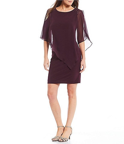 Ignite Evenings Chiffon Asymmetrical Overlay Dress