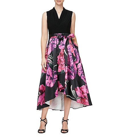 Ignite Evenings Floral Print High-Low A-Line Dress