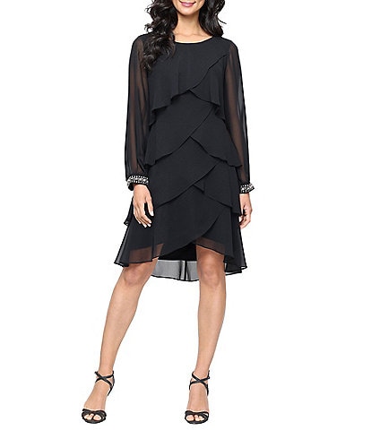 Ignite Evenings Long Sleeve Tiered Dress