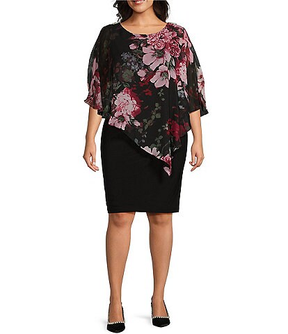 Ignite Evenings Plus Size Round Neck Short Sleeve Chiffon 40 OFF