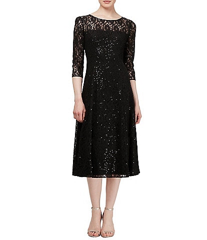 Ignite Evenings Sequin Lace Midi Dress