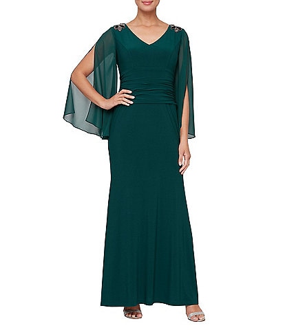 R & M Richards Short Sleeve Embellished Sequin Godet Dress