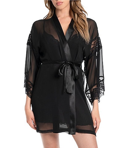 In Bloom by Jonquil 3/4 Sleeve Lace & Satin Chiffon Short Robe