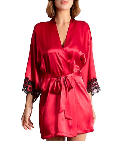 In Bloom by Jonquil 3/4 Sleeve Satin Short Robe