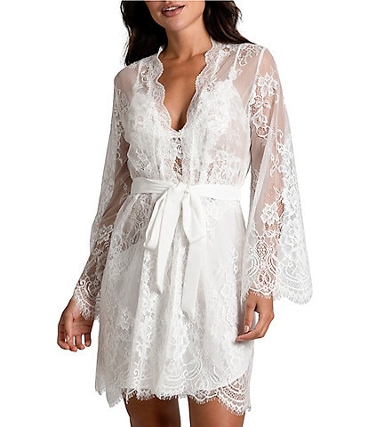In Bloom By Jonquil Allover Lace Long Sleeve Scalloped Trim Coordinating Robe
