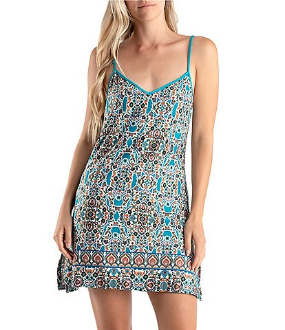 In Bloom by Jonquil Boho Border Print Brushed Knit Chemise
