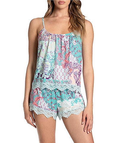 In Bloom by Jonquil Brushed Knit Paisley Patchwork Sleeveless Shorty Pajama Set