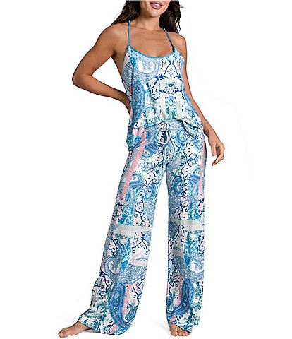 In Bloom by Jonquil Brushed Knit Paisley Tile Cami & Pant Pajama Set