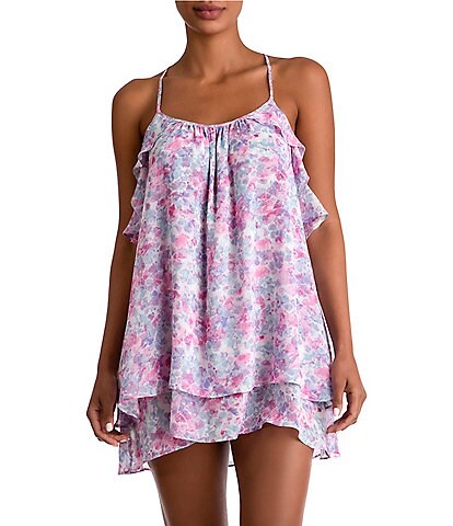In Bloom by Jonquil Chiffon Ditsy Floral Print Sleeveless Scoop Neck Chemise