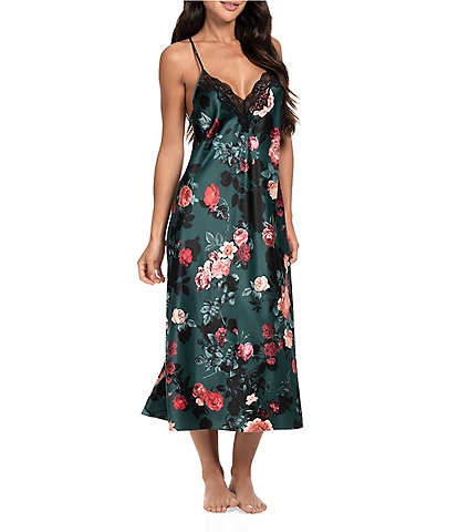 In Bloom By Jonquil Matte Satin Sleeveless V-Neck Floral Print Long Gown